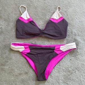 L Space Haley reversible color block bikini top & bottom